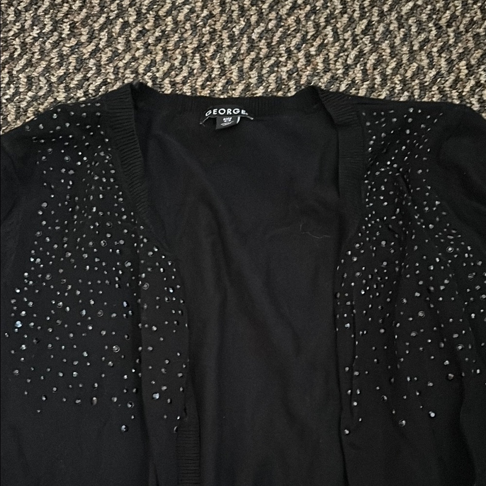 George Black Cardigan with Rhinestone Accents